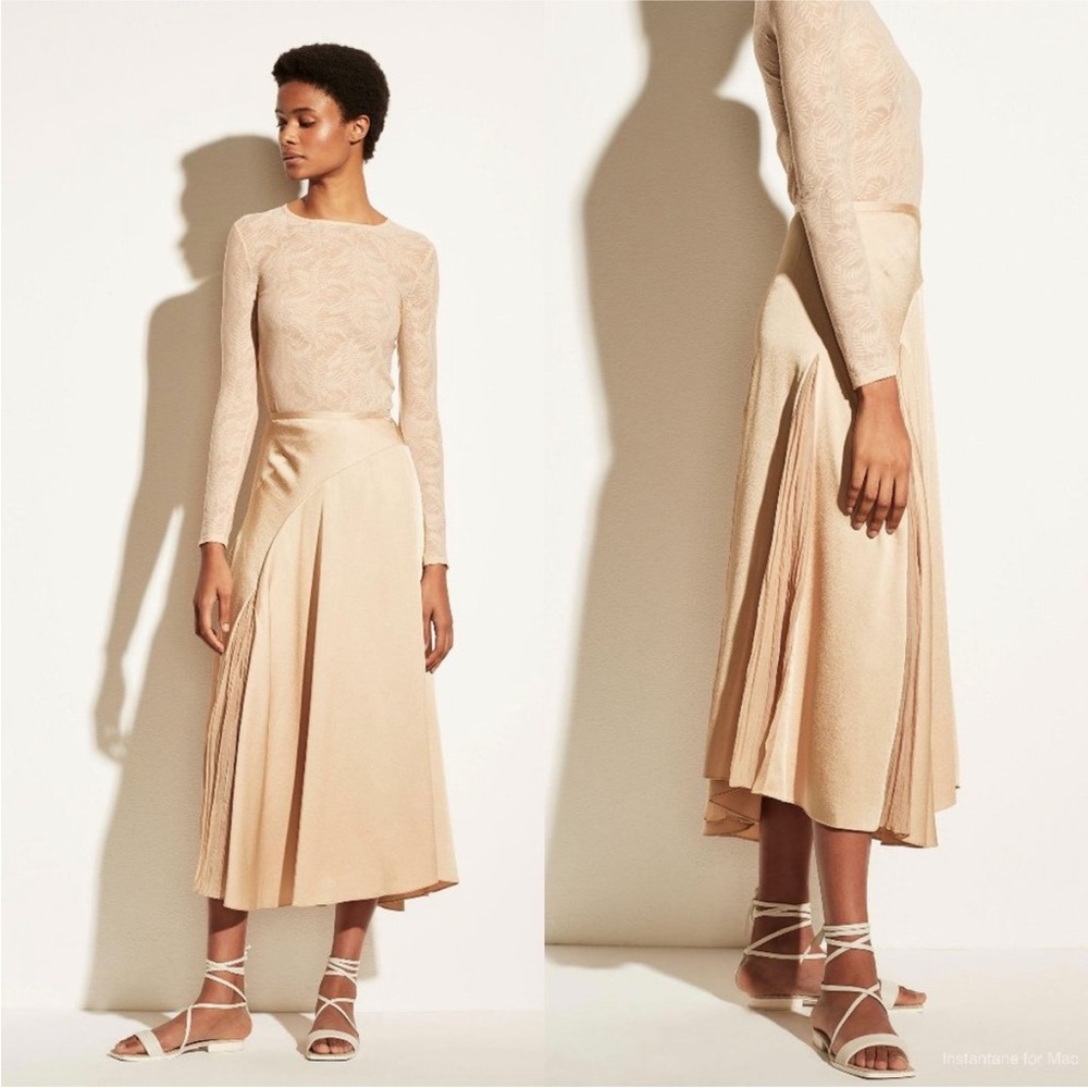 Elegant Cream Vince Midi Skirt